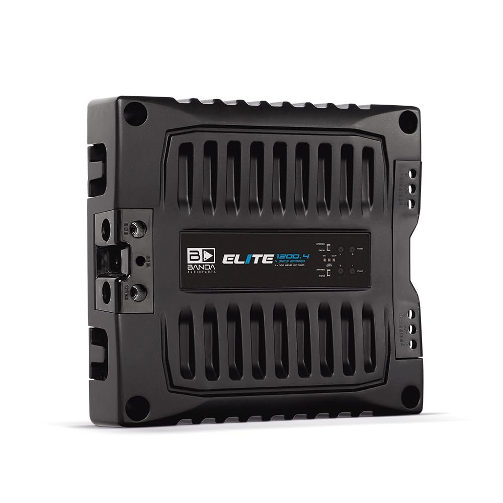 Banda Audioparts Elite 1200.4 2-Ohm Stable 4 Channel Car Amplifier 4 x 300W RMS @ 12.6V Class D Full Range Amp, Compact High Efficiency 4CH Amplifier for Speakers & Subwoofers AND DRIVERS AND TWEETERS