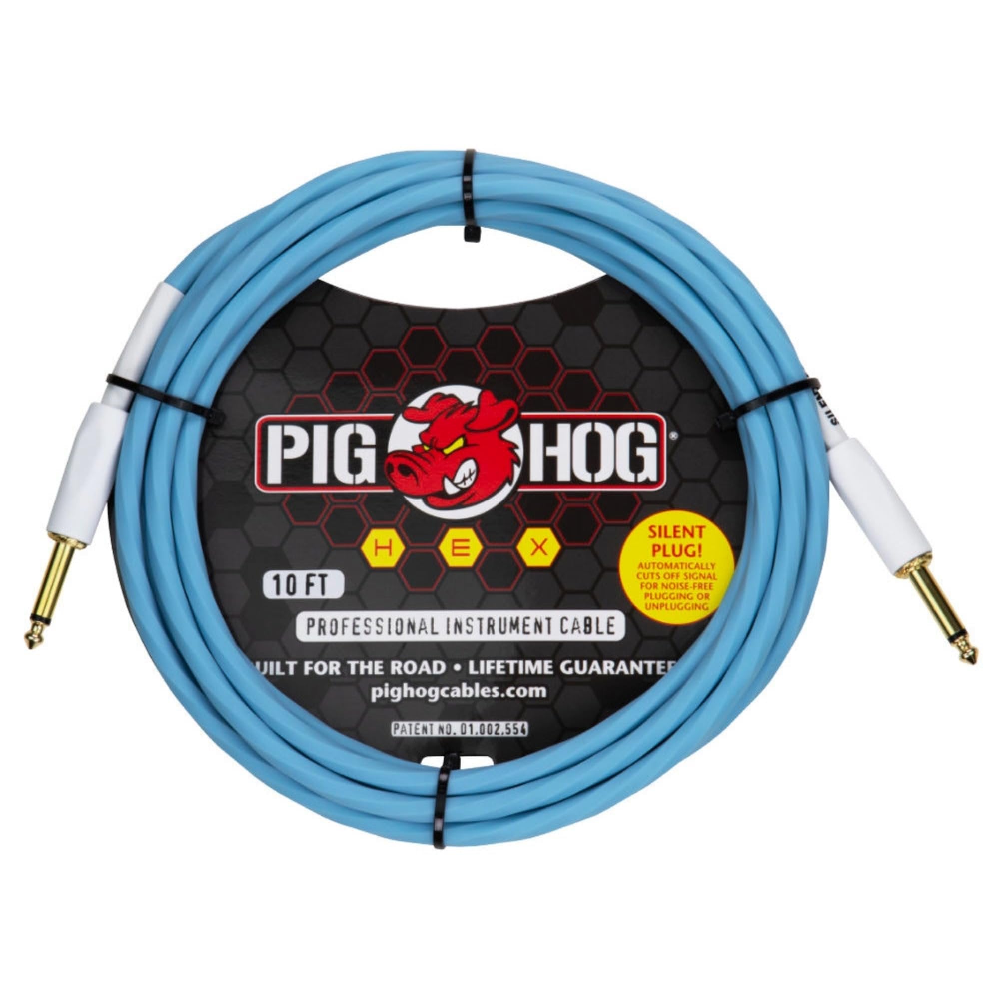 Pig Hog PHSH10GR Hex Series Silent Cable, 10ft