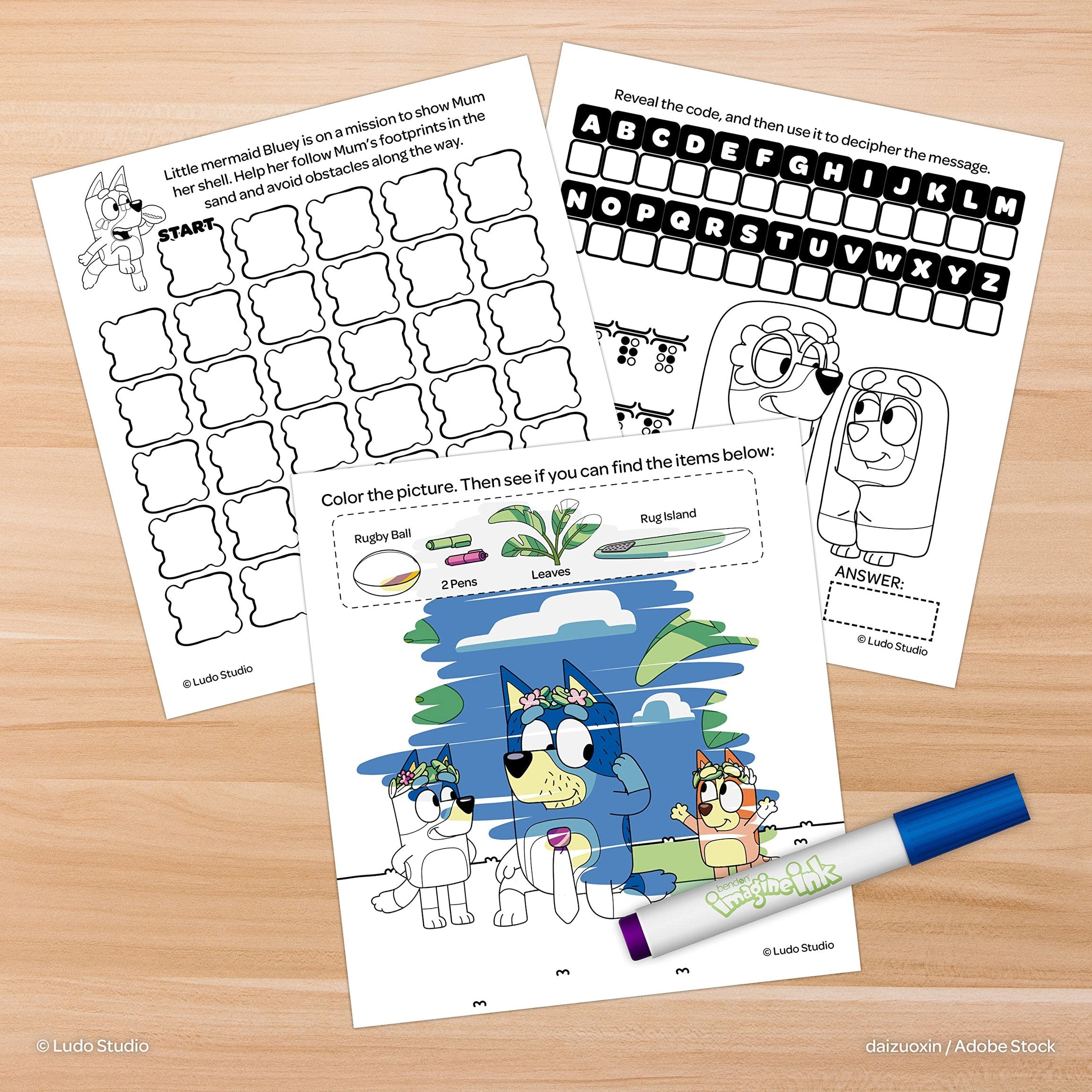 Bendon Inc Bluey Imagine Ink Coloring Book with 1 Mess Free Marker, 16 Pages, 54441