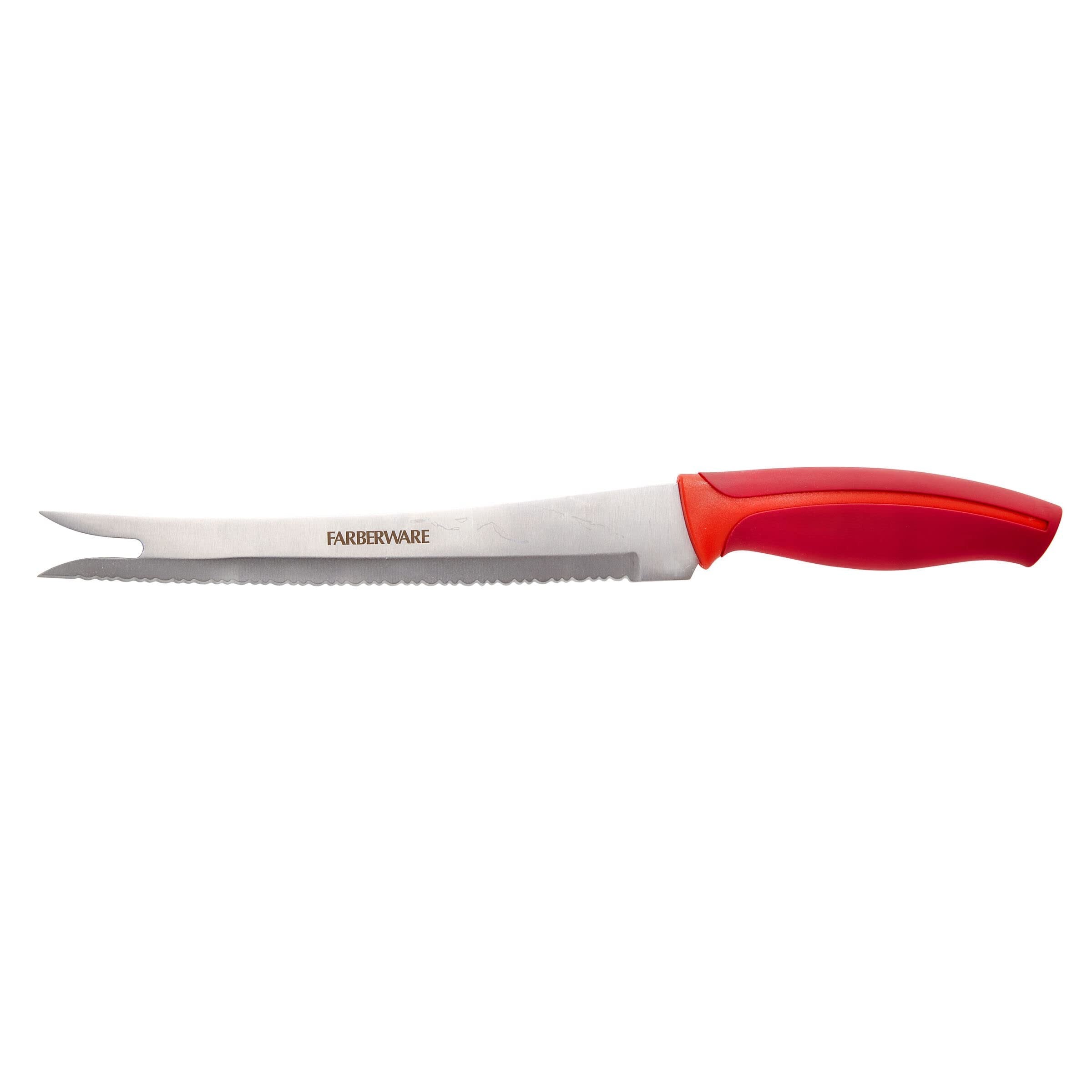 Farberware Slice Bread Knife Ultra-Sharp Serrated Blade, Ergonomic Soft-Grip Handle, Ideal for Precise Cutting, 8 inch, Maroon