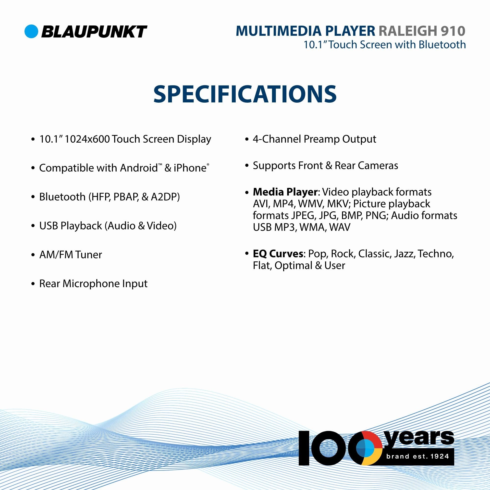 BLAUPUNKT Raleigh 910 10.1" Touch Screen Car Radio with Android Auto & Apple CarPlay