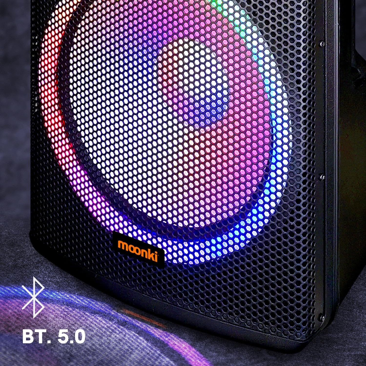 Moonki Sound MS-P15BW Loud Bluetooth Speaker – Professional PA System with 2 Wireless Microphones for Karaoke – Black