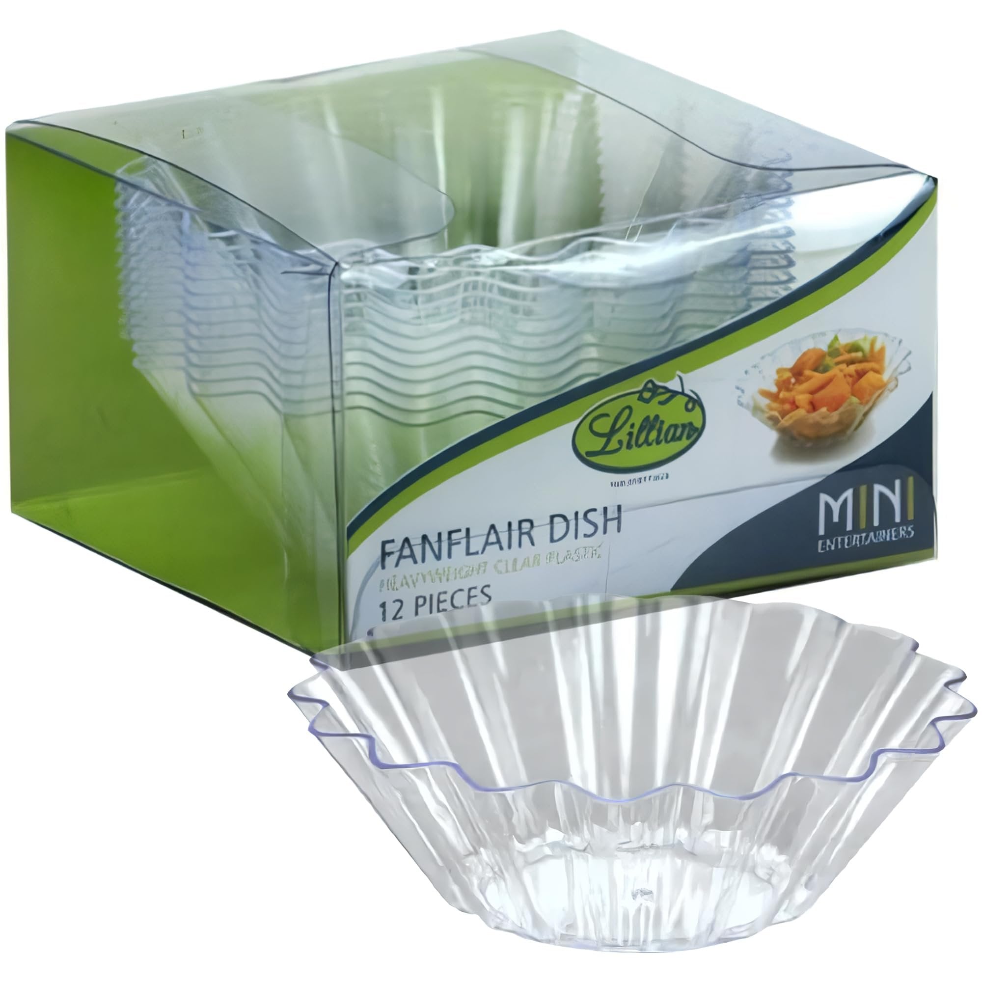 Lillian Tablesettings Mini Fanflair Dish-2 oz | Clear | Pack of 12 Plastic Serve-ware (64535)