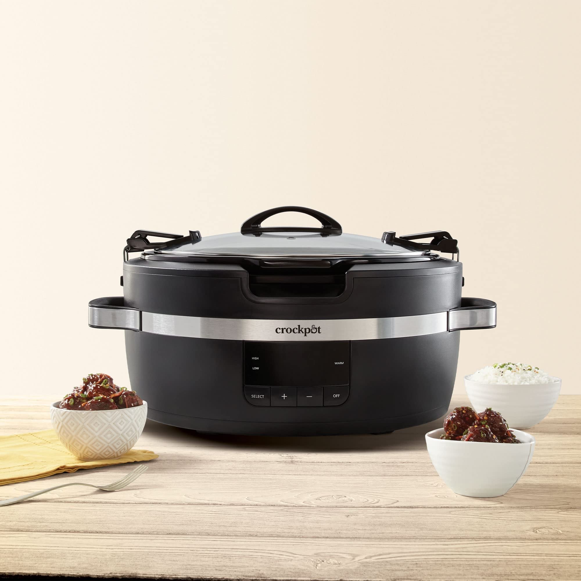 Crockpot Thermoshield Easy Carry Handles |6 Quart Manual Slow Cooker, Black