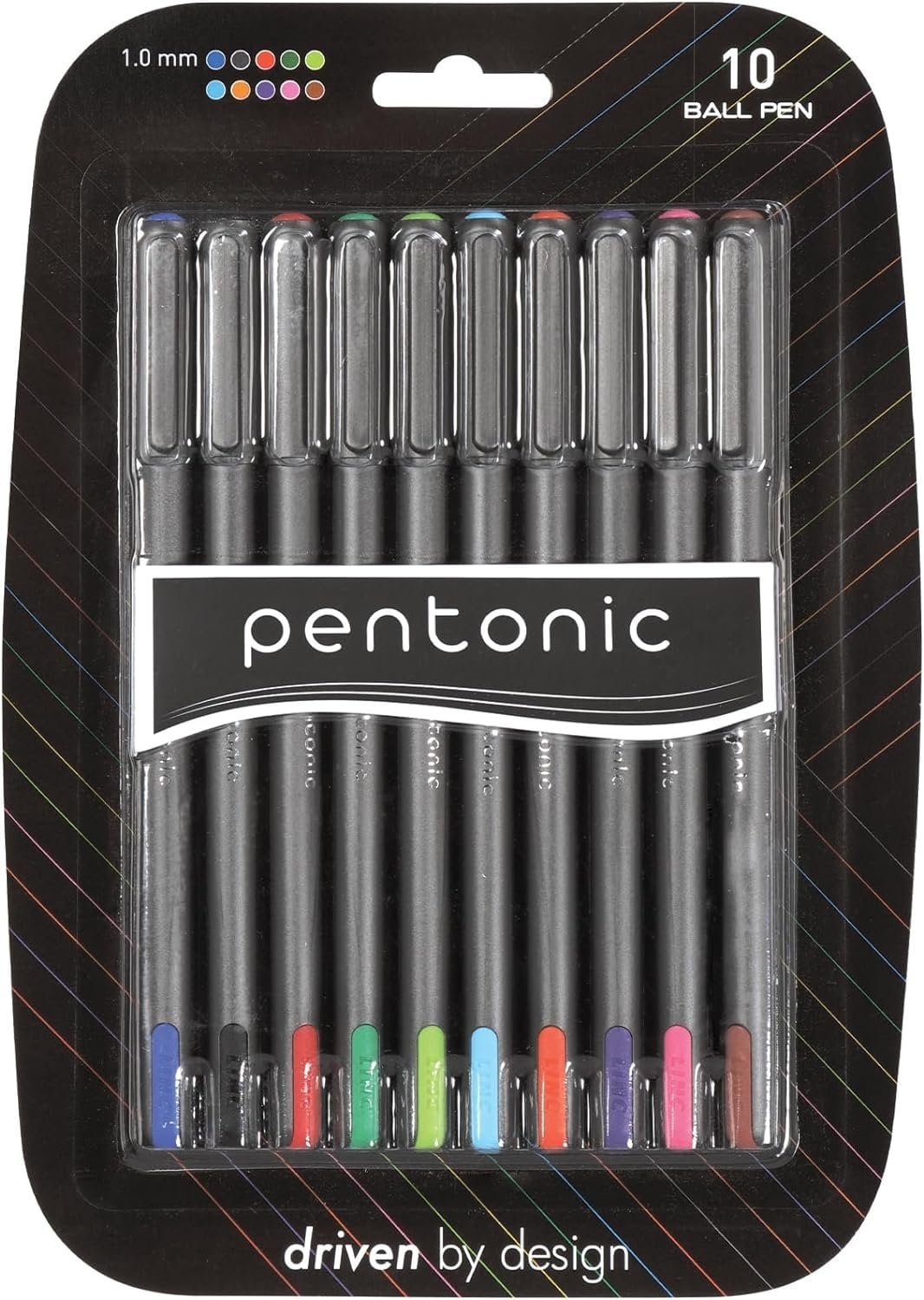 Pen-Tab  1.0 mm Assorted Ball Point Pen, Pack of 10