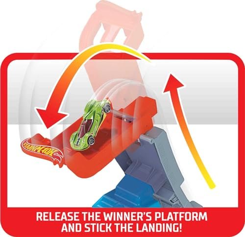 Hot Wheels Toy Car Track Set Hill Climb Champion Playset with 1:64 Scale Vehicle, Launch Uphill to Score Points & Win
