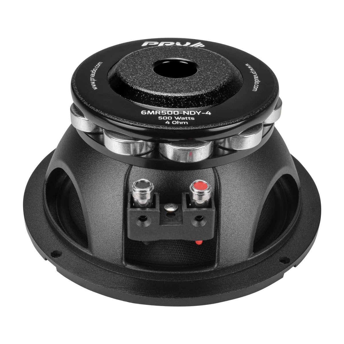 PRV AUDIO 6.5 Inch Midrange Speaker 6MR500-NDY-4 500 Watts 4 Ohm Neodymium Magnet, High Output Loudspeaker for Car Audio & Motorcycle (Single)