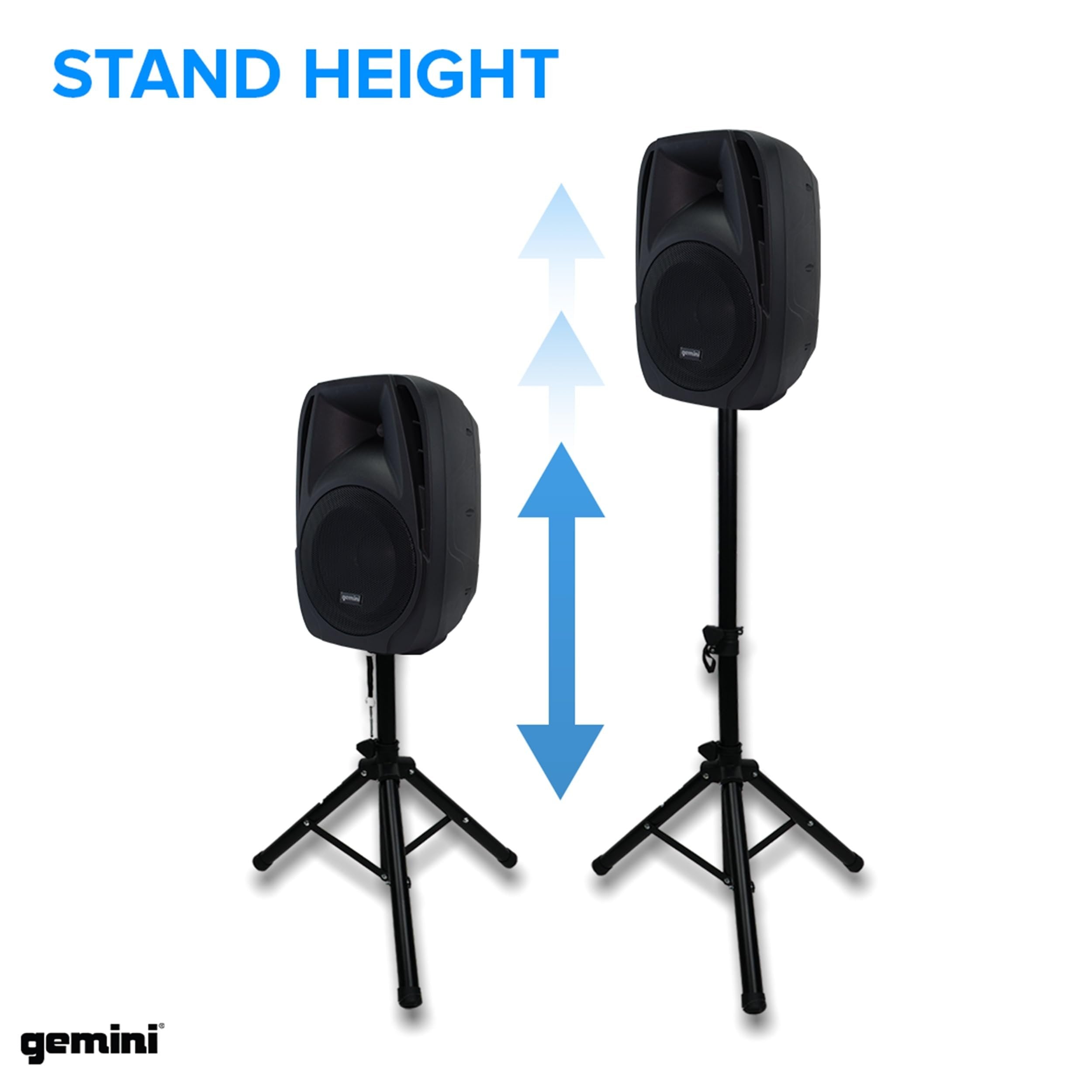 Professional PA System with 8-Channel Mixer - Gemini Sound Portable Dual 10" Speakers, 600W Amp, Bluetooth, USB/SD, Includes 2 Speaker Stands, Mic, and Durable Design for DJs, Musicians, and Events