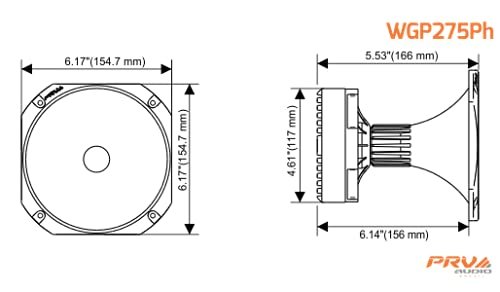 PRV AUDIO WGP275Ph 1” Exit Phenolic Driver Horn, Midrange Vocal Reproduction Low Distortion Compression Driver and Horn Combo, 100 Watts RMS Power, 200 Watts Program Power Horn Driver
