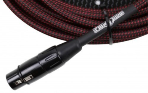 Pig Hog PHM20BRD Black/Red Woven High Performance XLR Microphone Cable, 20 Feet