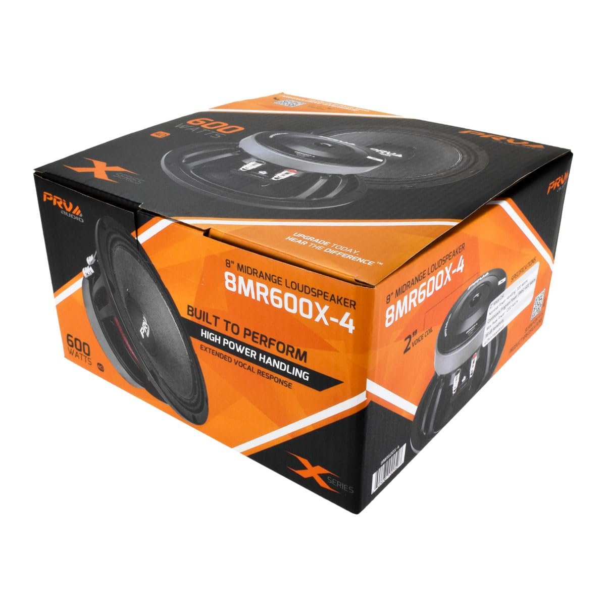 PRV AUDIO 8 Inch Midrange Speaker 8MR600X-4, 600 Watts 4 Ohm, 2 in Voice Coil, X-treme Mid Range Loudspeaker for Pro Car Audio Systems (Single)