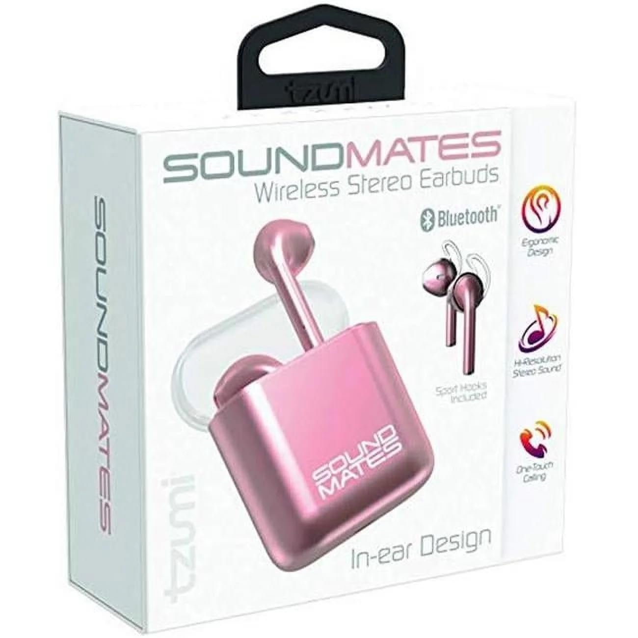 Tzumi 6290RG Sound Mates Earbuds with Wireless Charging, Rose Gold