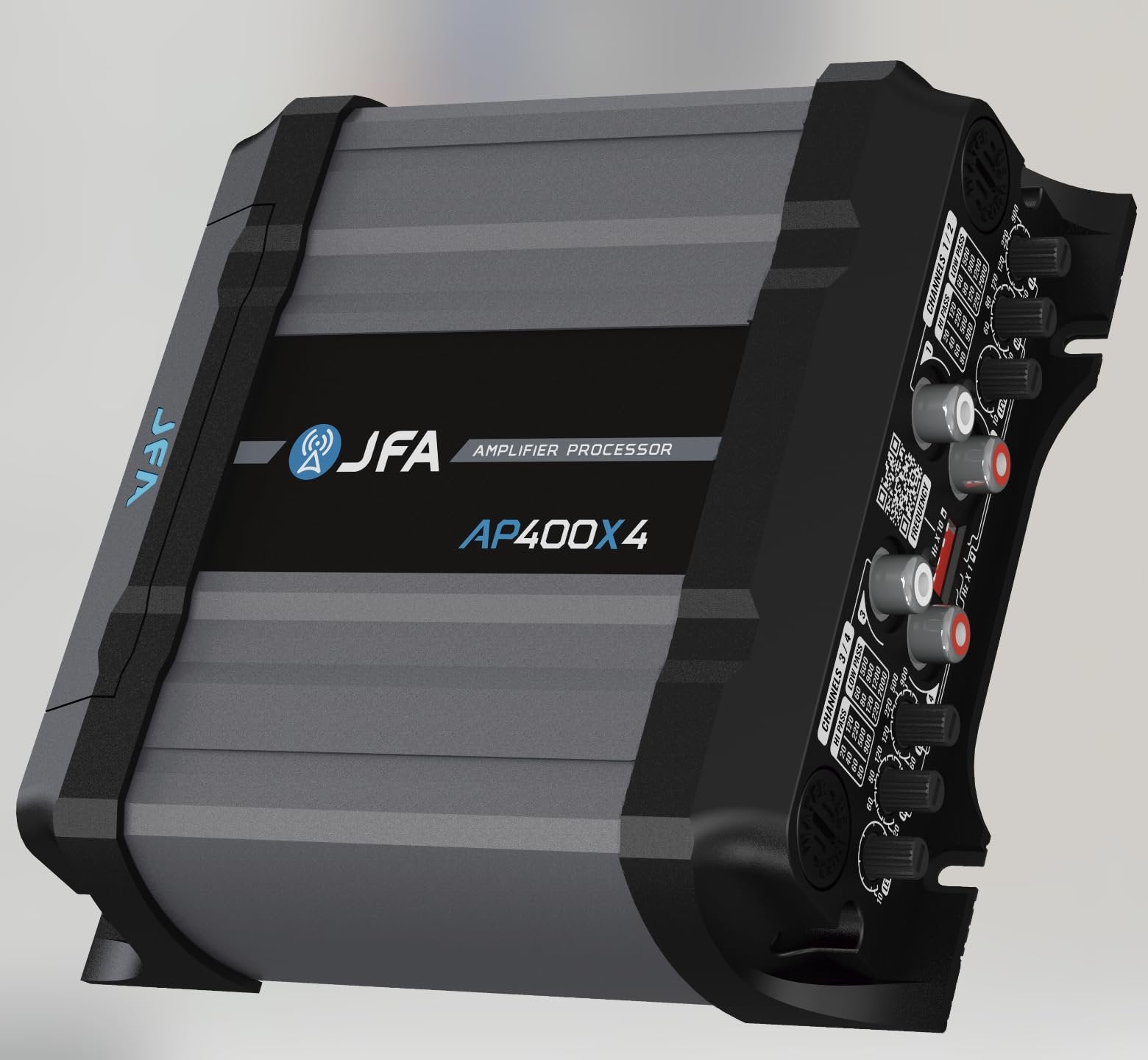 2-in-1 Built-in Audio Processor & Car Amplifier 400X4 Class D for Car & Motorcycle Full Range with 4 Channels 400 Watts RMS 2 Ohm - Professional Quality Sound - 2025 Best Performance Award