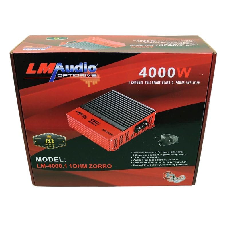 Luna Morena LM-4000.1ZORO Car Audio Amplifier Full Range Amp 1 Channel 4000 Watts 1 Ohm with Dial Adjust Bass Boost Low High Pass Filter