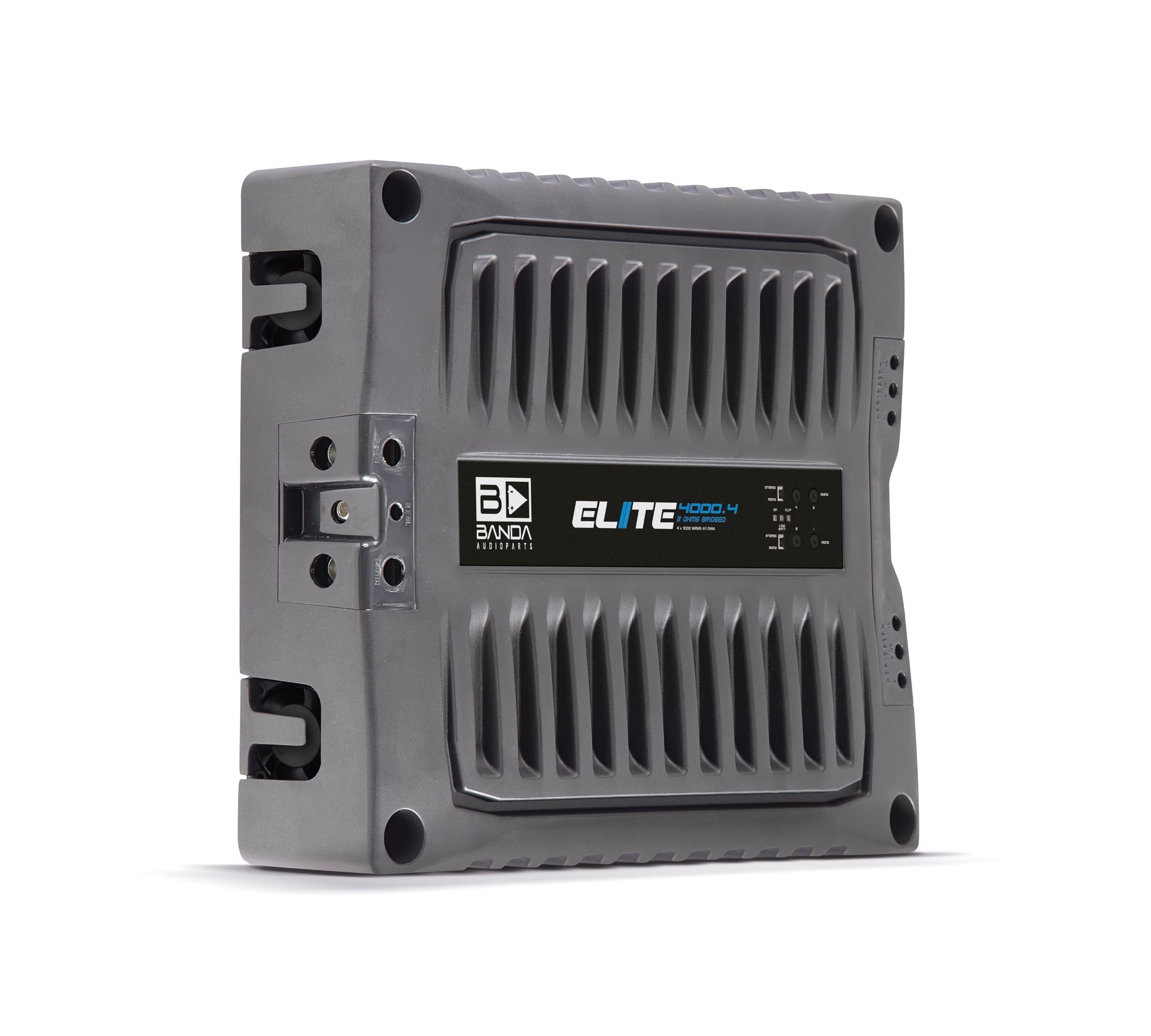 BANDA Audioparts ELITE4000.41OHM 4-Channel 1000 Watts Max @ 1 Ohm Car Audio Amplifier with Highpass Filter and Low Pass Filter, Black - 4000.41OHM