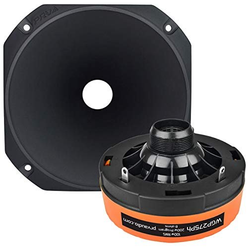 PRV AUDIO WGP275Ph 1” Exit Phenolic Driver Horn, Midrange Vocal Reproduction Low Distortion Compression Driver and Horn Combo, 100 Watts RMS Power, 200 Watts Program Power Horn Driver