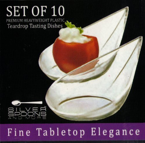 Set of 10 Teatdrop Tasting Dishes Clear Plastic Dishes