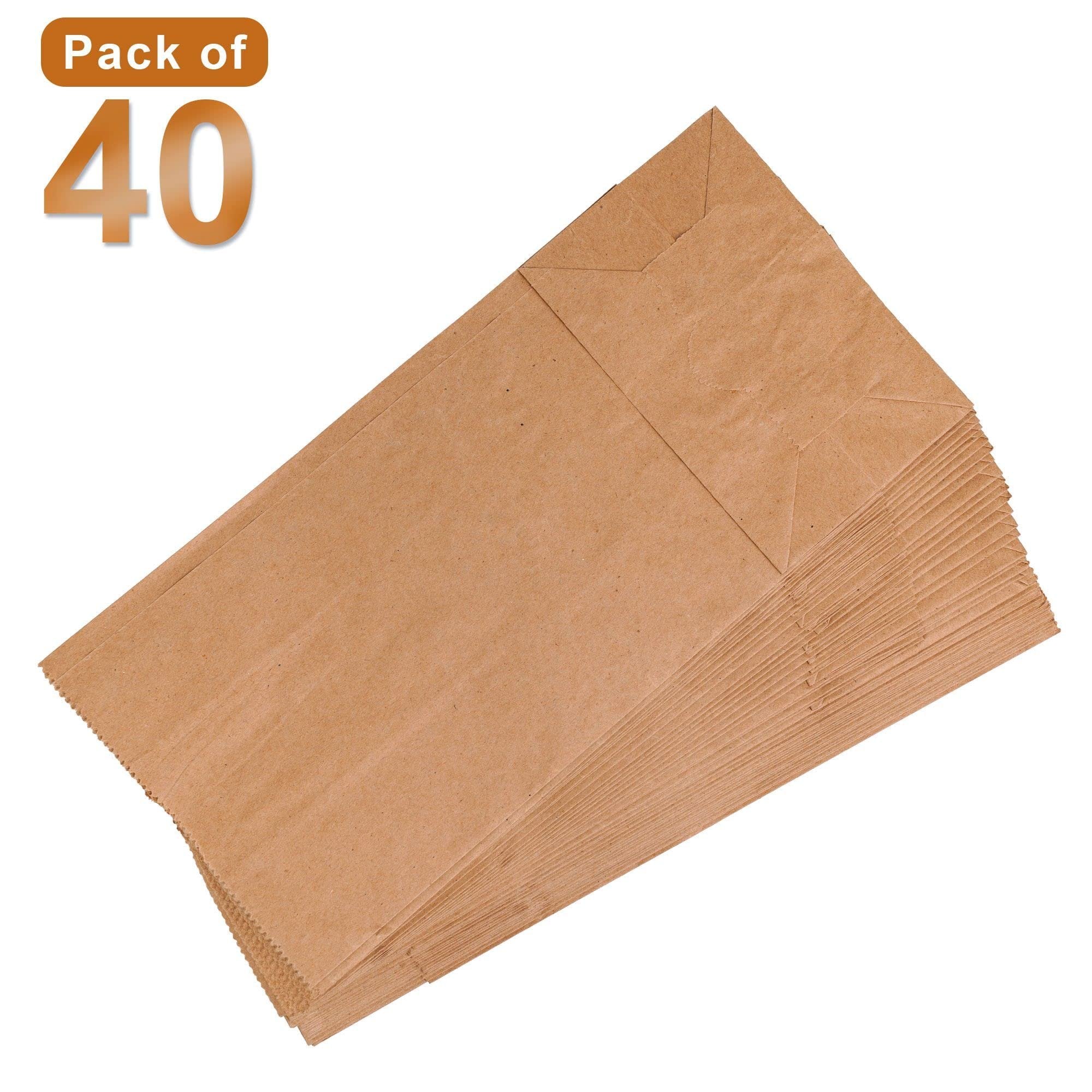 Nicole Home Collection Premium Paper Brown Lunch Bags - 5.125" x 3.125" x 10.63" (40 Pc) - Ideal for Work, School & Parties