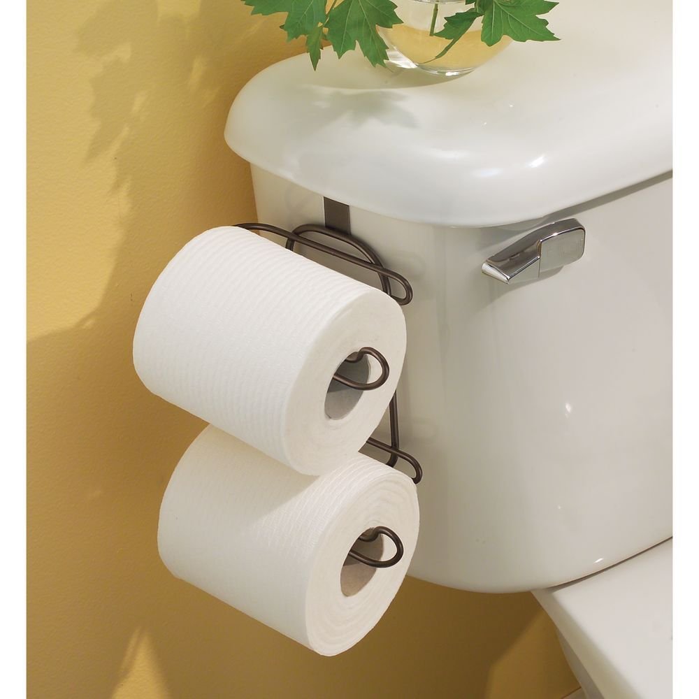 iDesign Classico Toilet Paper Holder for Bathroom Storage, Over the Tank - Bronze