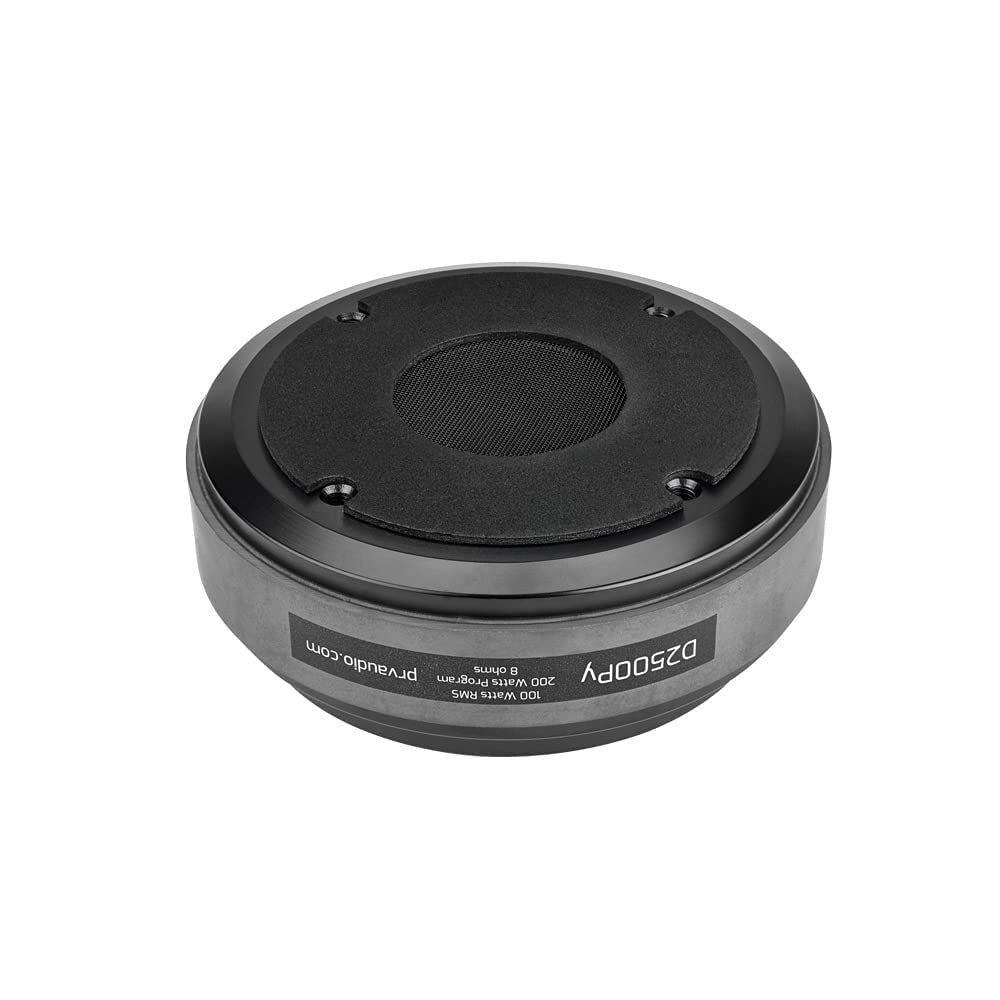 PRV AUDIO 2 Inch Exit Polymide Compression Driver D2500Py - 200 Watts Program Power, 8 Ohm, 100 Watts RMS Power, 109 dB, Compact Mid High Vocal Reproduction for Pro Audio Systems (Single)
