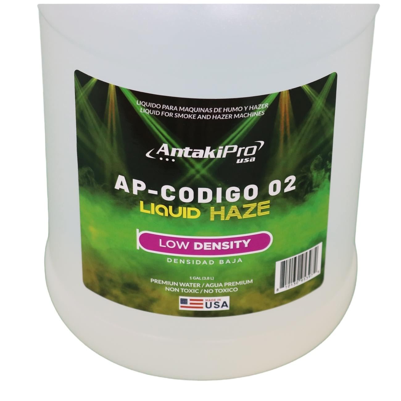 ANTAKIPRO AP-CODIGO2 Moderate Density Fog Liquid Haze Juice Non-Toxic Odorless Water-Based Fog Machine Fluid for All Standard Fog Machines - 1 Gallon