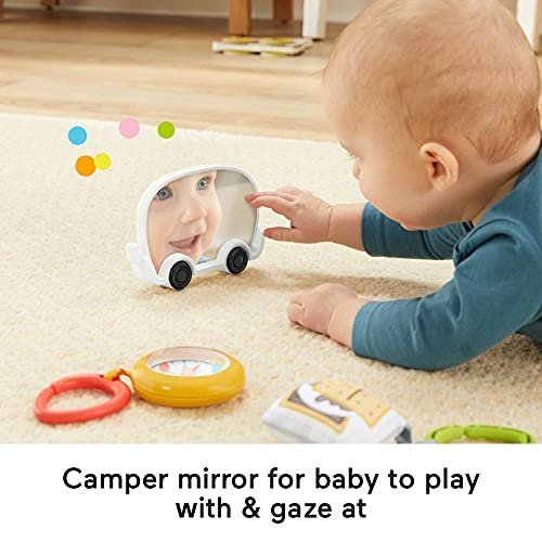 Fisher-Price S'more Fun Camping Gift Set, 3 outdoor-themed baby toys and teether for infants ages 3 months and up