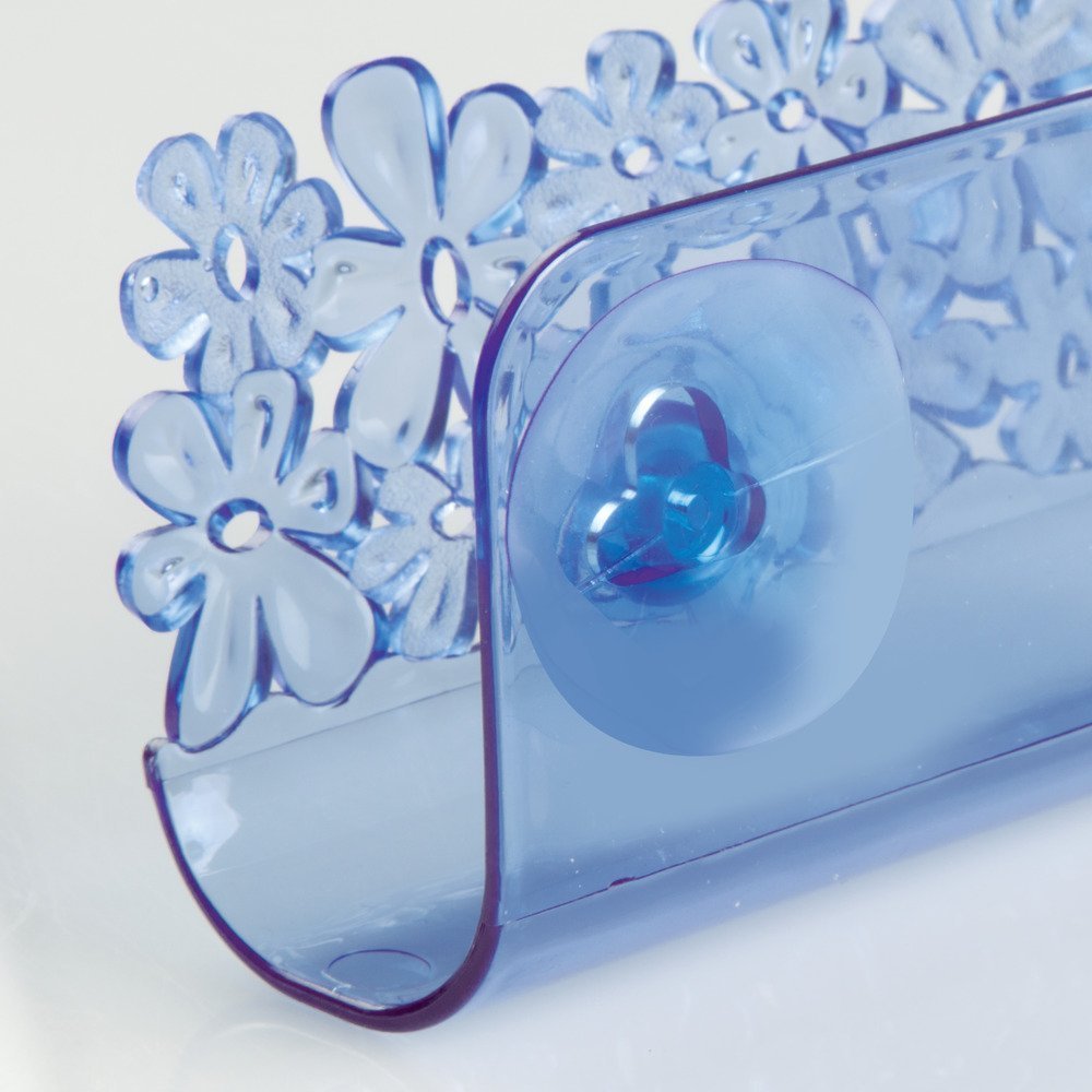 InterDesign Blumz Kitchen Sink Suction Holder for Sponges, Scrubbers, Soap - Blue