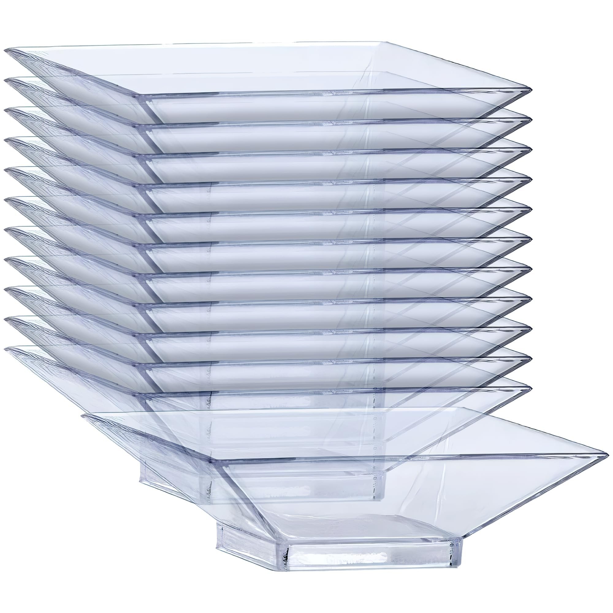 Lillian Tablesettings Lillian Mini Plastic Square Serving Dish, Clear, Pack of 12 dishes, Clear, 3 oz (64540)