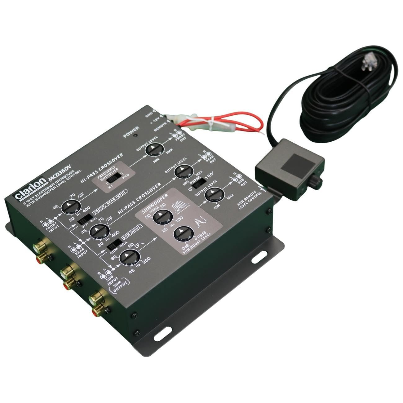 Clarion MCD360V 3-Way 6 Channel RCA Inputs Electronic Crossover with Remote Subwoofer Level Control Adjustable Level Output for Front Rear Subwoofer