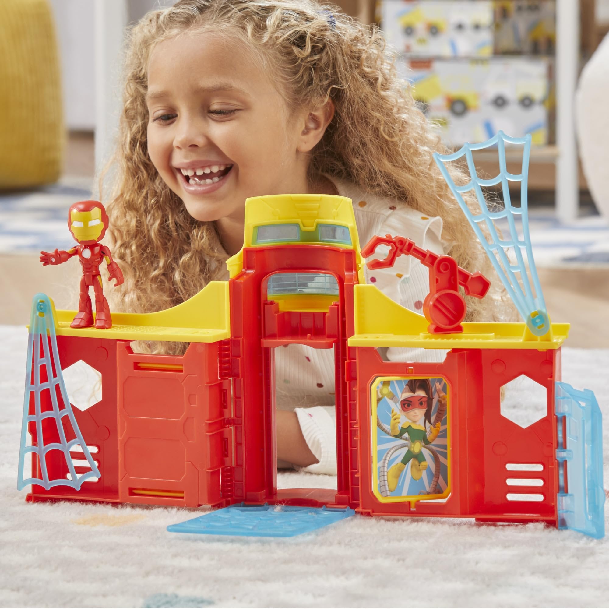 Spidey and his Amazing Friends Stark Tower Playset, Includes 4-Inch Iron Man Action Figure, Marvel Super Hero Toys for Kids 3 and Up