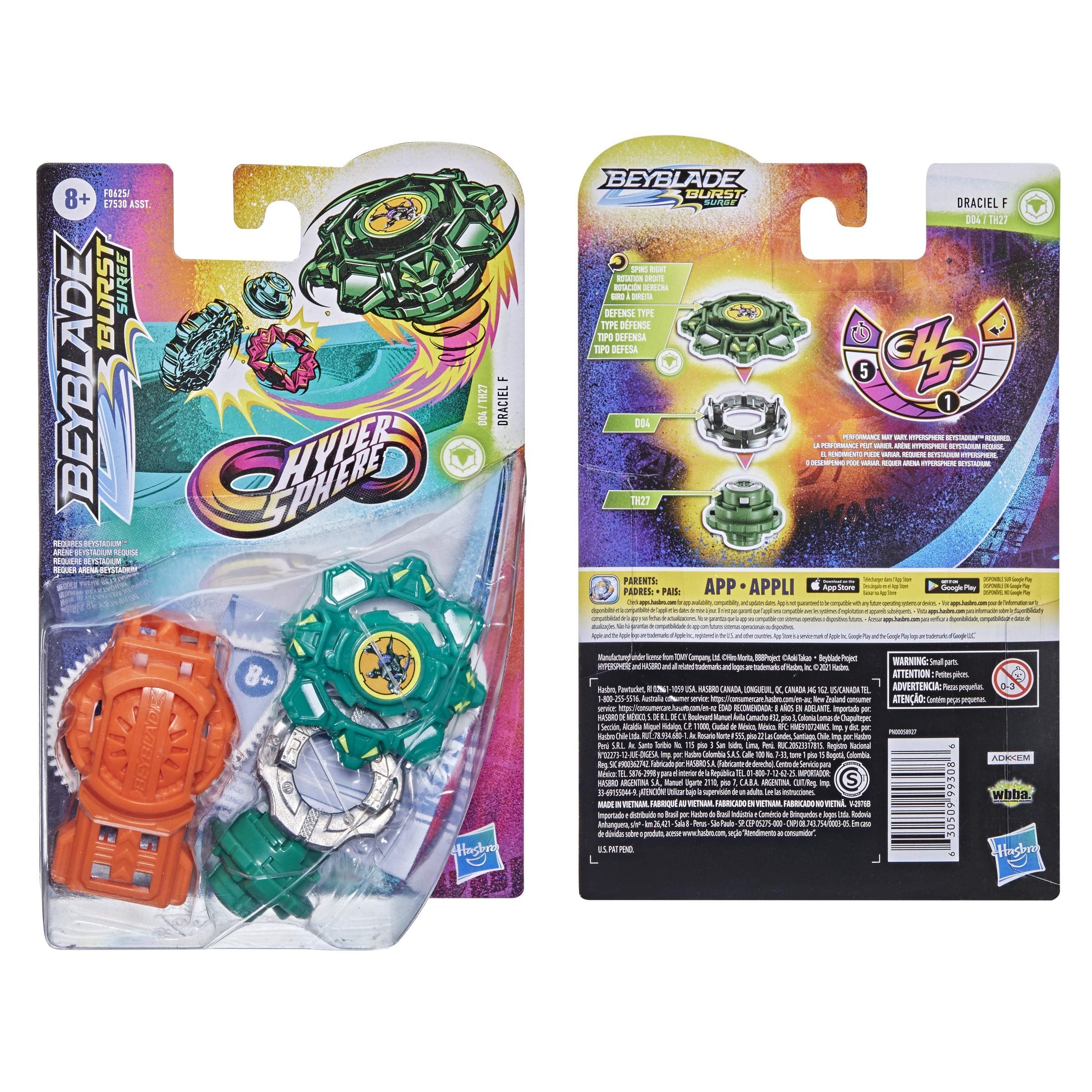 Beyblade Burst Rise Hypersphere Draciel F Starter Pack - Defense Type Battling Game Top and Launcher, Toys Ages 8 and Up