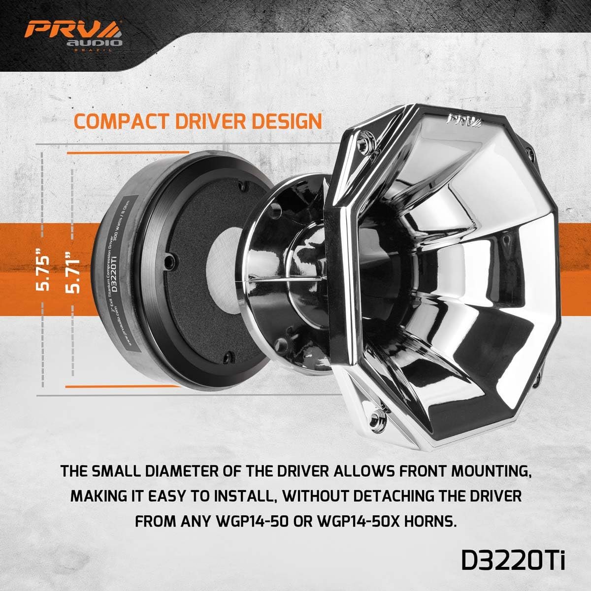 PRV AUDIO Compression Driver D3220Ti 2 Inch Exit, 300 Watts RMS, 8 Ohm, 3 Inch Voice Coil, Bolt on Titanium Diaphragm Pro Audio Compression Driver