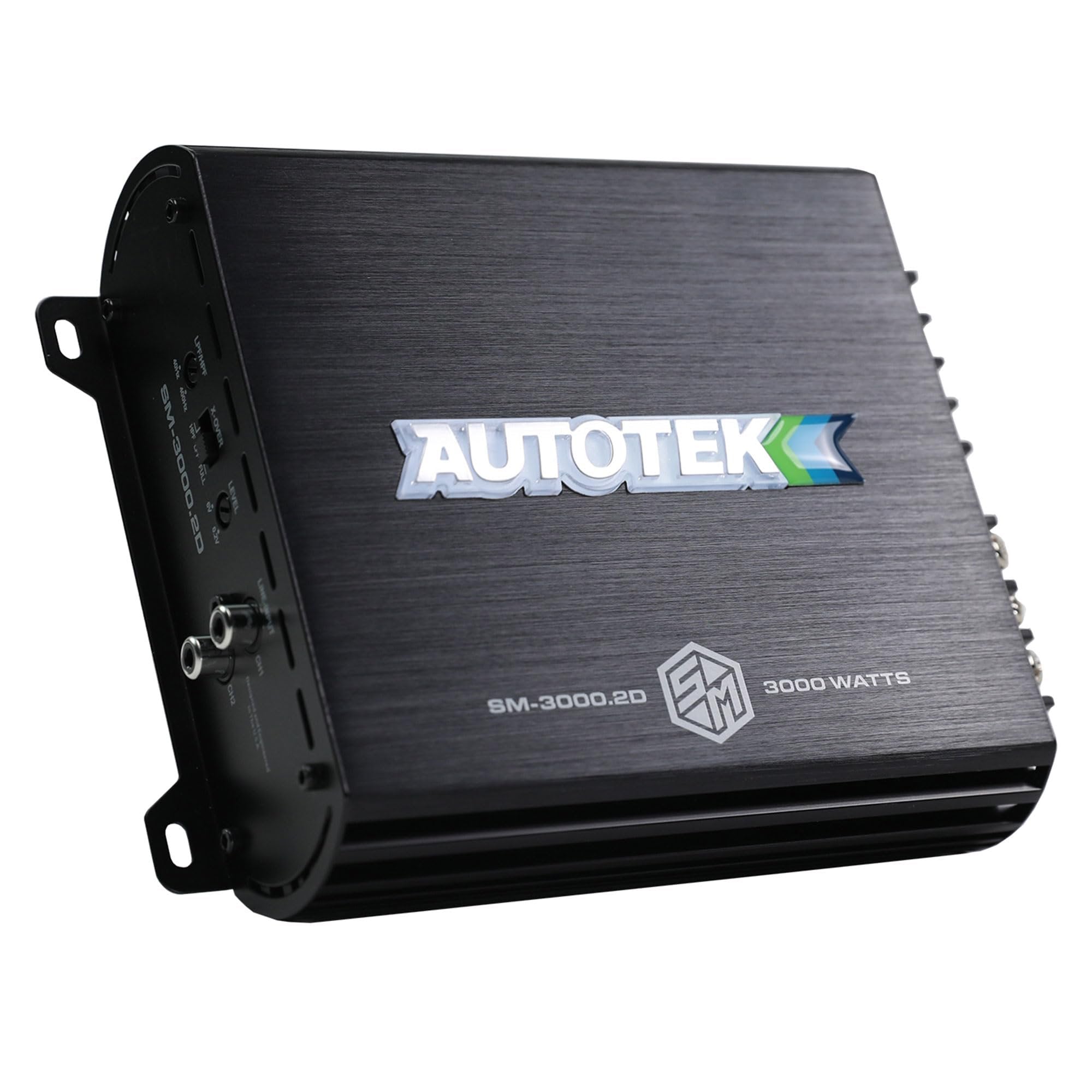 Autotek 3000 Watt 2 Channel Car Audio Amplifier with Bass Knob, High Output Class D Mono Bridged 4 Ohm Stable Input, Street Machine, SM-3000.2D, Black