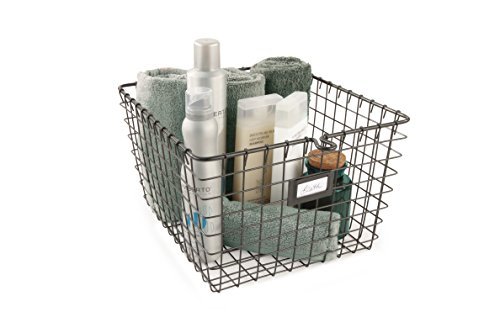 Spectrum Diversified Wire, Vintage Locker Basket Style, Rustic Farmhouse Chic Steel Storage for Closets, Pantry, Kitchen, Garage, Bathroom & More, Medium, Pack of 6, Industrial Gray, 6 Count