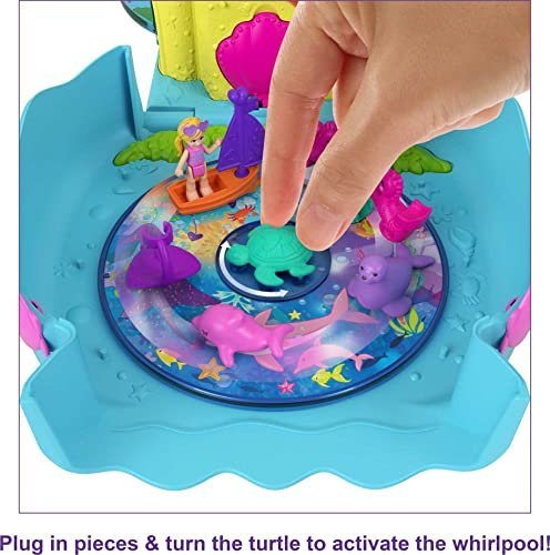 Polly Pocket Bubble Aquarium Playset with Polly & Mermaid Micro Dolls, 2 Bubble-Making Features, Bubble Solution & 18 Accessories, Pop & Swap Pieces