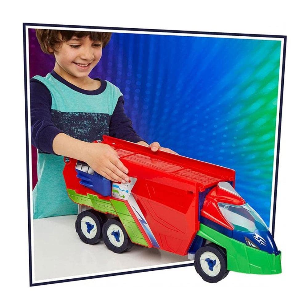 PJ Masks PJ Launching Seeker Preschool Toy, Transforming Vehicle Playset with 2 Cars, 2 Action Figures, and More, for Kids Ages 3 and Up, Red
