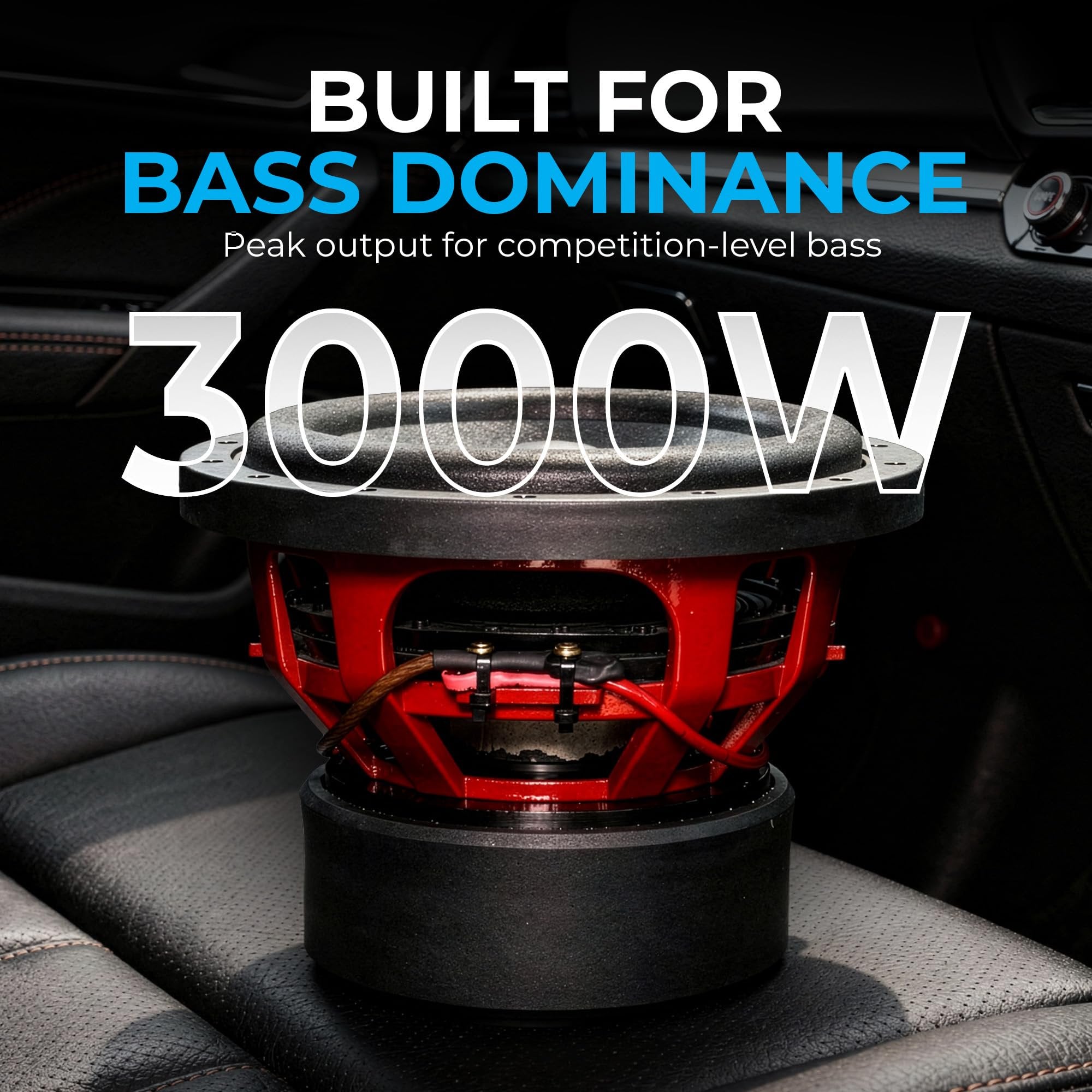 American Bass Hawk 10” Subwoofer, 3000W Max / 1500W RMS, Dual 4 Ohm, 3” Voice Coil, 240oz Magnet, High Power SPL Competition Subwoofer Car Audio Driver with Cast Basket and Heat Sync Cooling