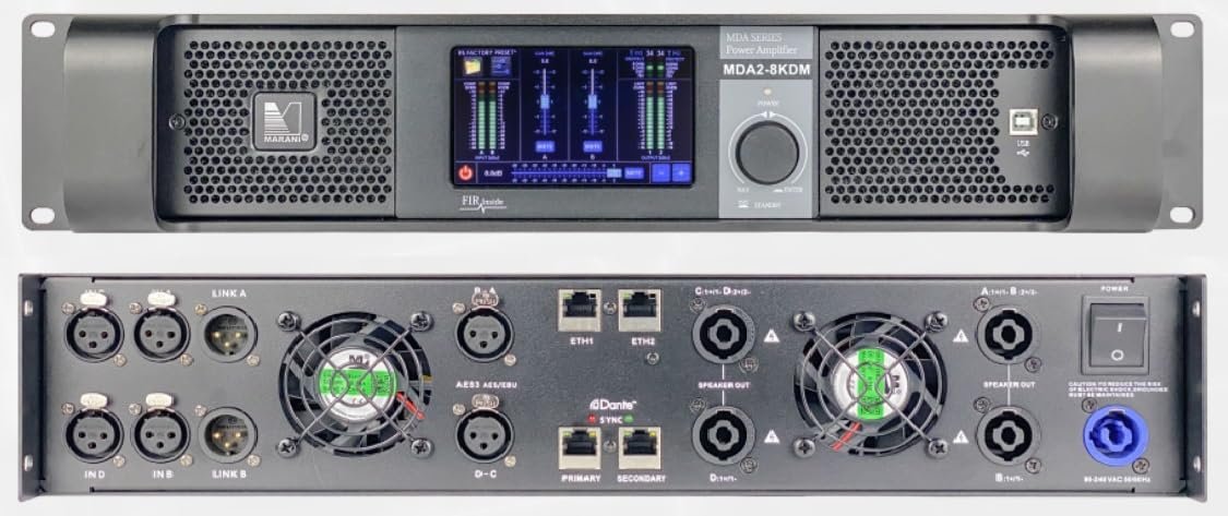 ANTAKIPRO MDA2-8KDM Amplifier 2 Channel 2U 8000 Watts Pro Audio Amp Integrate High-End Class D Amplification with Advanced DSP Processing Antakipro by Marani for The MDA-KDM Series