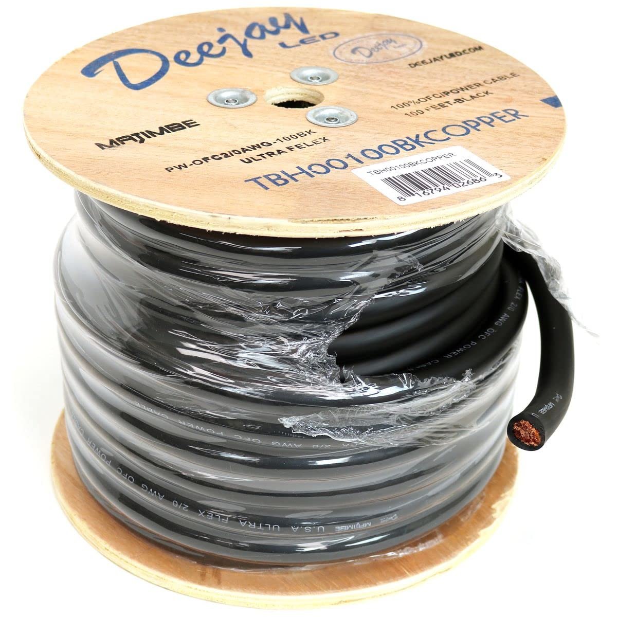 DEEJAY LED TBH000100BKCOPPE DEEJAYLED 3 Zero Gauge 100 FT Black