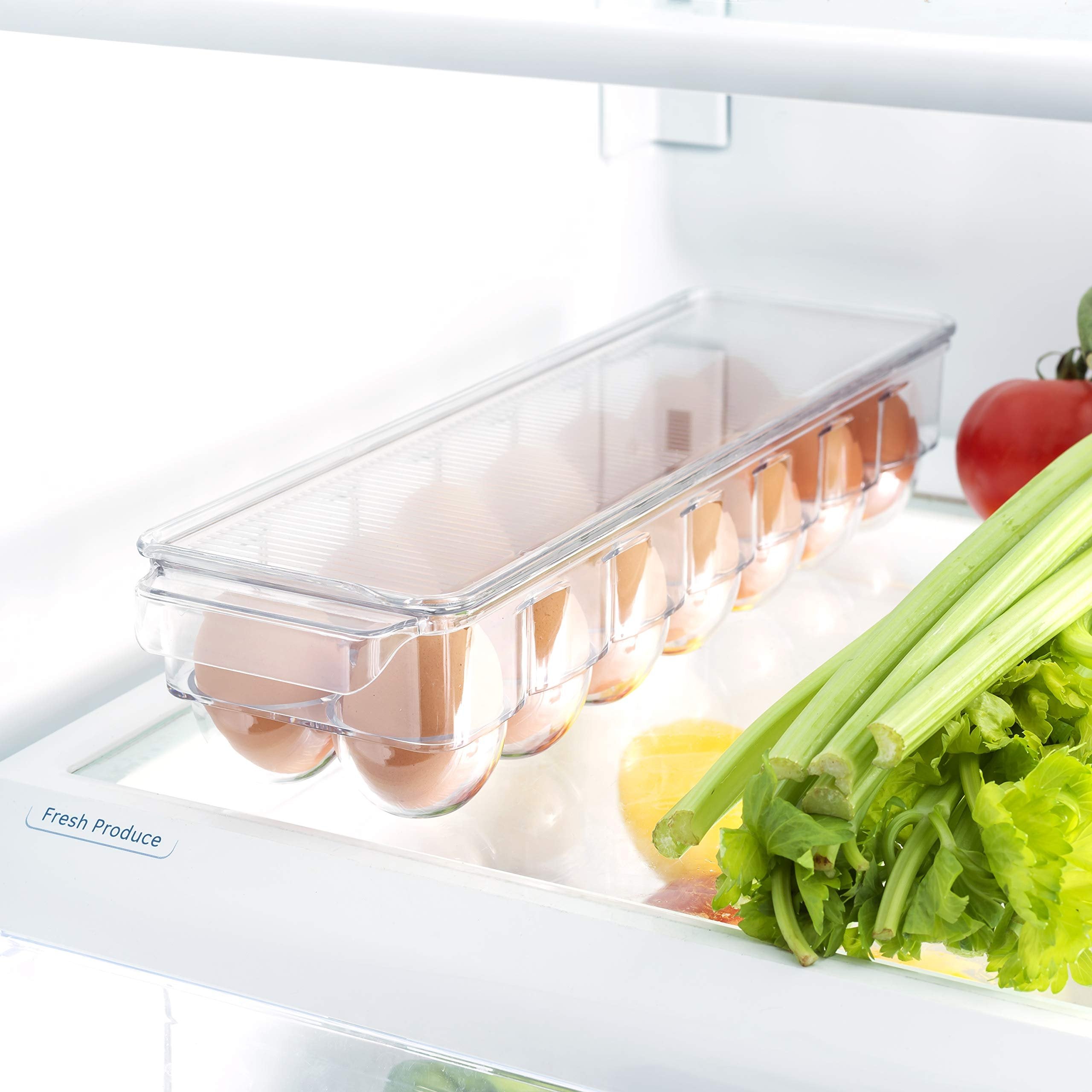 Home Basics Transparent Egg Holder with Clear Cover Durable Plastic Bin for Convenient Fridge and Pantry Organization | Ideal for Keeping Eggs Fresh and Neatly Organized