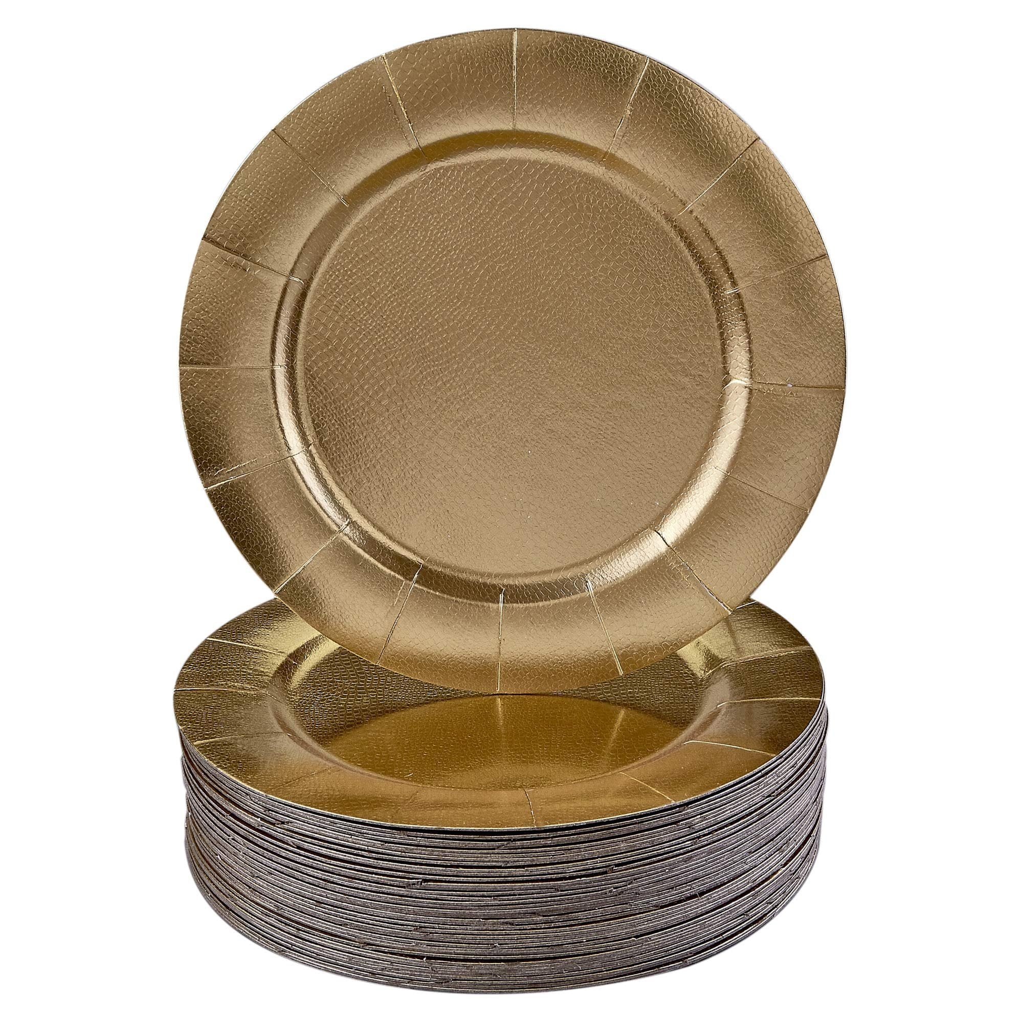 Set of 10 Gold Disposable Charger Plates 13" x 13"