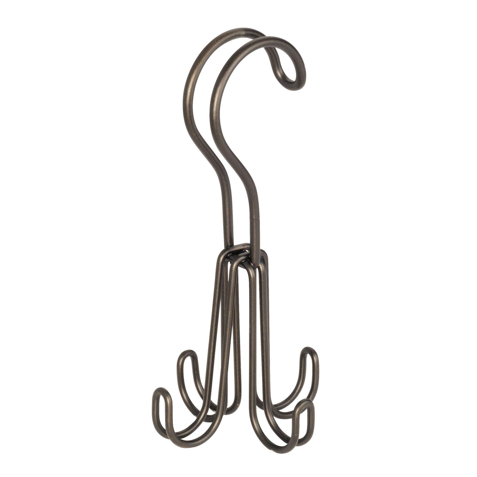 iDesign Classico Metal Over the Rod Hooks, Closet Accessory Organizer for Ties, Belts, Scarves, Handbags, Jewelry, 2.8" x 2.8" x 6.5", Bronze