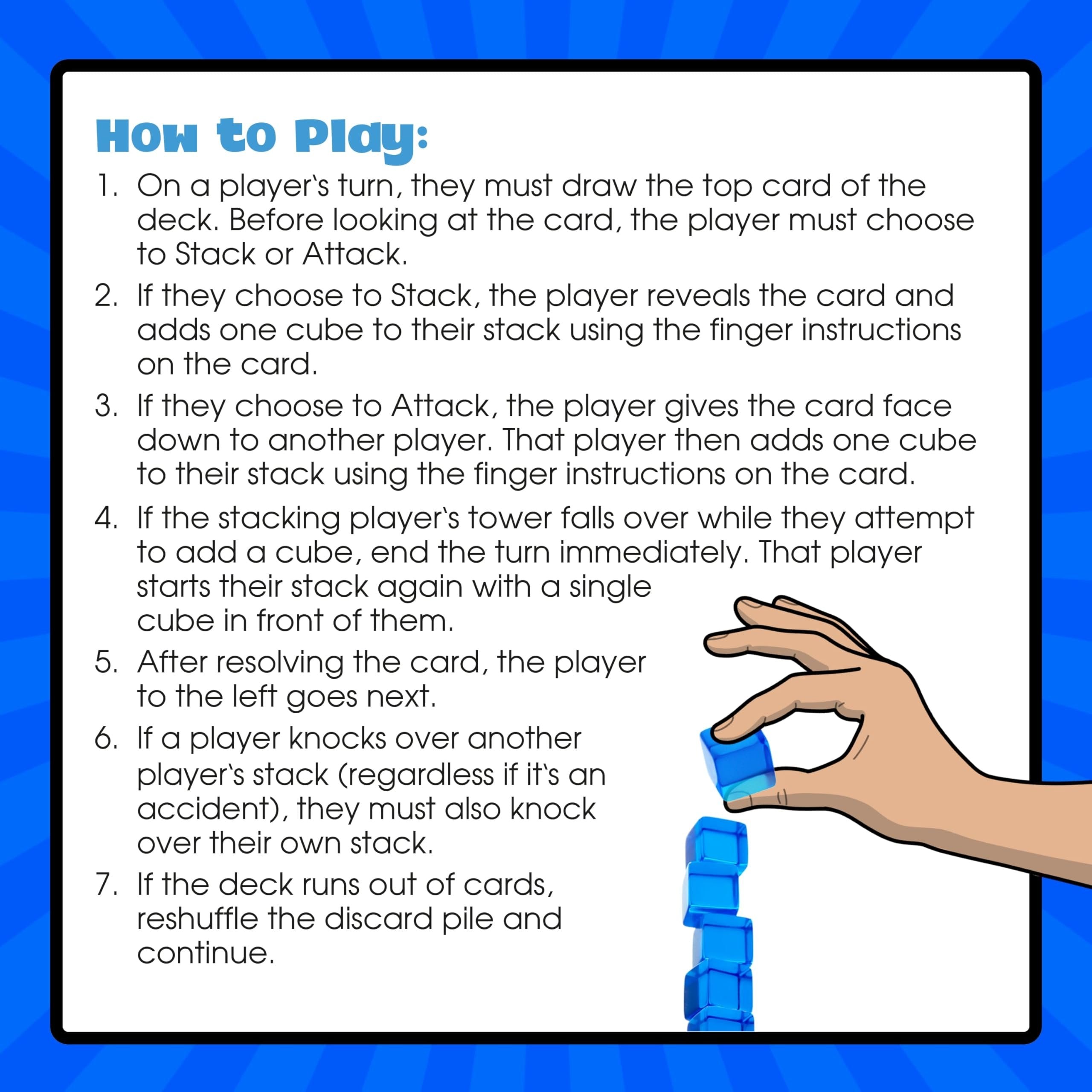 AQUARIUS Stack Attack Game - Stacking Blocks Game - Fun Family Party Game for Kids, Teens & Adults - Entertaining Game Night Gift - 4 to 6 Players - Ages 8 & Up