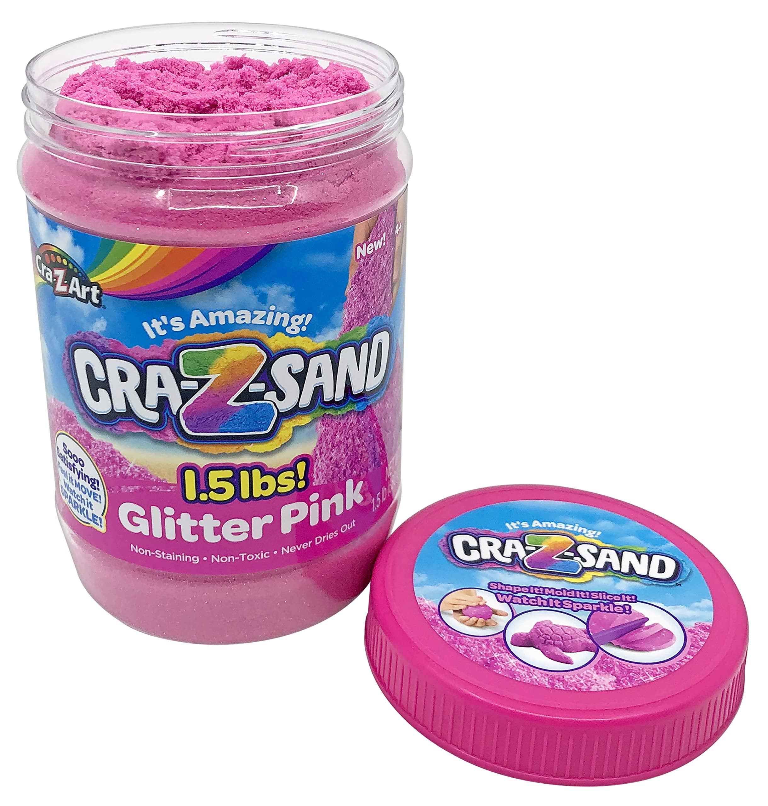 Cra-Z-Art Cra-Z-Sand Party Pack Glitter Pink Sand 3 Pack of 1.5lb Jars, Bulk Party Favor 3 Pack