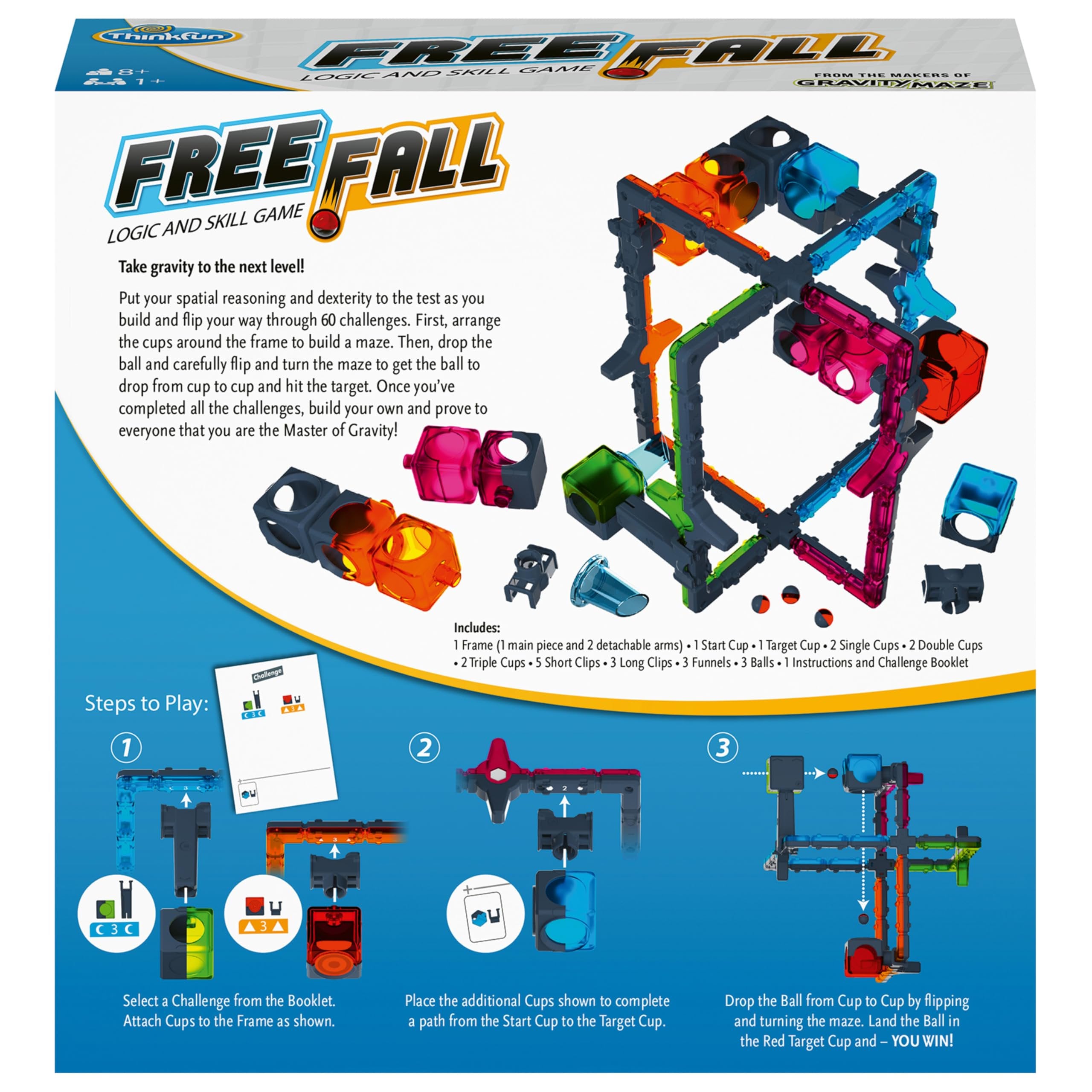 ThinkFun Freefall - Logic-Based Marble Maze Game | Skill Enhancing | Fun for Kids, Teens, Adults | Mind-Stimulating Puzzles | Single or Multiplayer