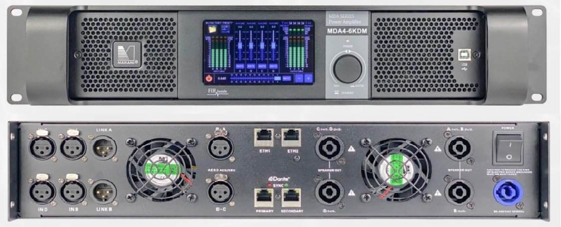ANTAKIPRO MDA4-6KDM 4 Channel Amplifier Pro Audio Amp 2U 6000 Watts Integrate High-End Class D Amplification with Advanced DSP Processing Antakipro by Marani for The MDA-KDM Series