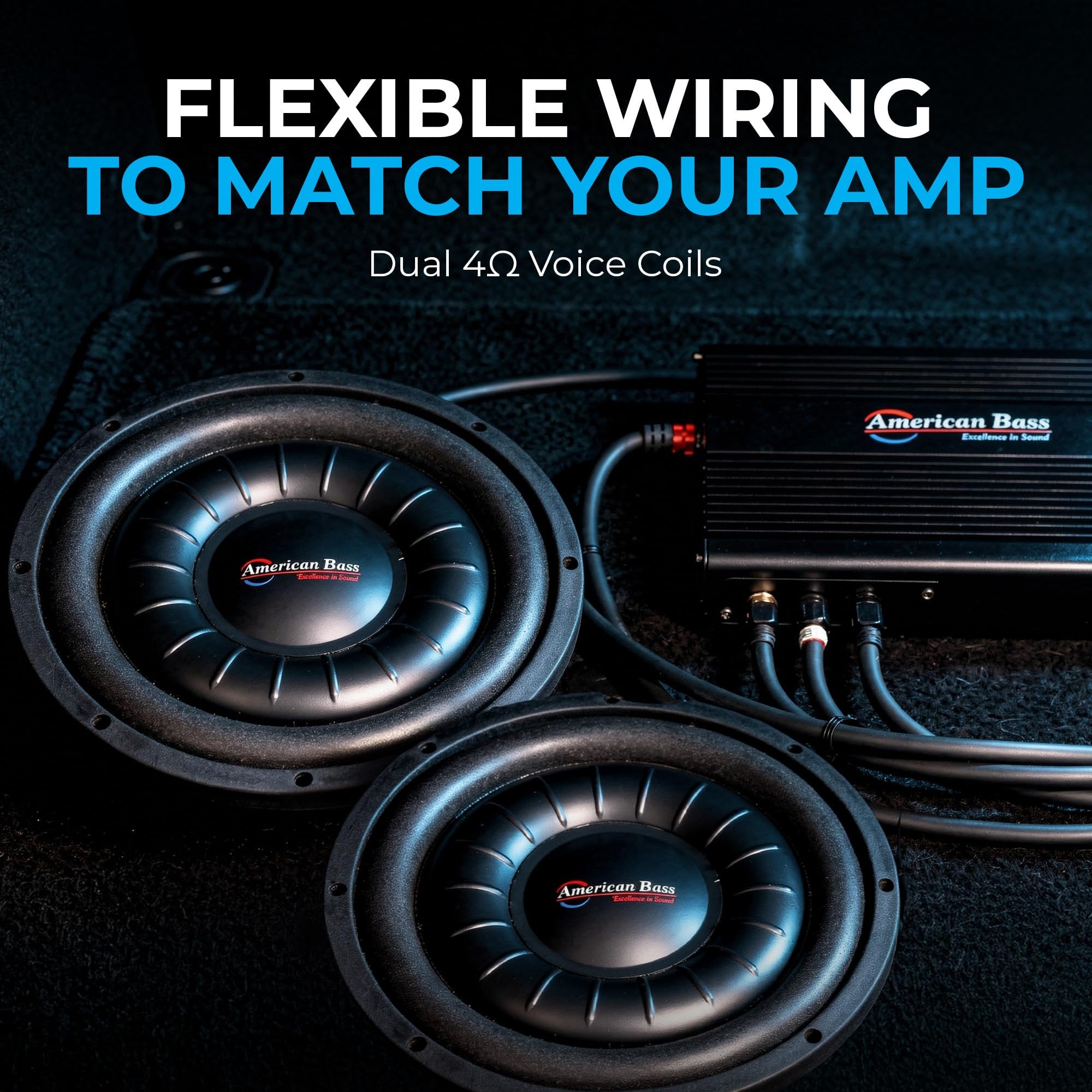 American Bass Hawk Slim 10” Subwoofer, 700W RMS / 1500W Max, Dual 4 Ohm, Shallow Mount, 2.75” Voice Coil, High Output 10in Slim Subwoofer Car Audio Driver for Tight Installs and Deep Bass