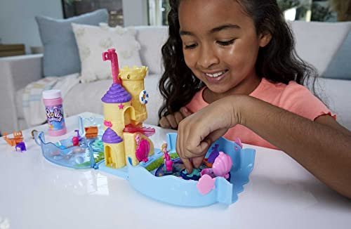 Polly Pocket Bubble Aquarium Playset with Polly & Mermaid Micro Dolls, 2 Bubble-Making Features, Bubble Solution & 18 Accessories, Pop & Swap Pieces