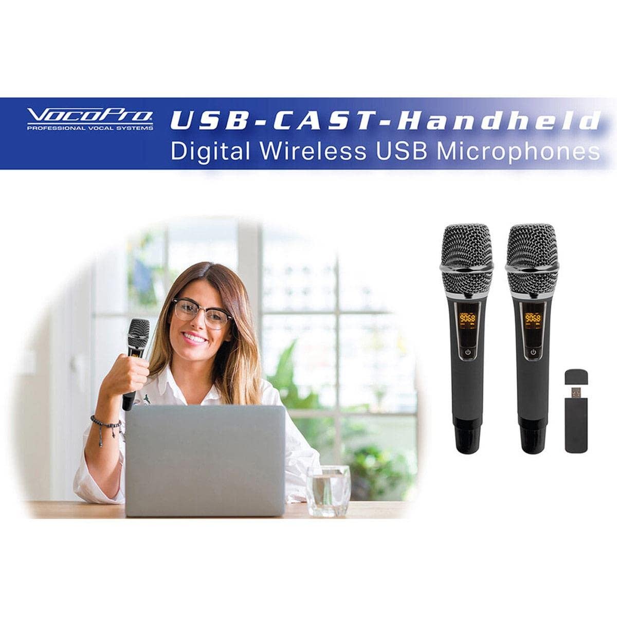 VocoPro Dual Wireless USB Handheld MIC (USBCASTHANDHELD)