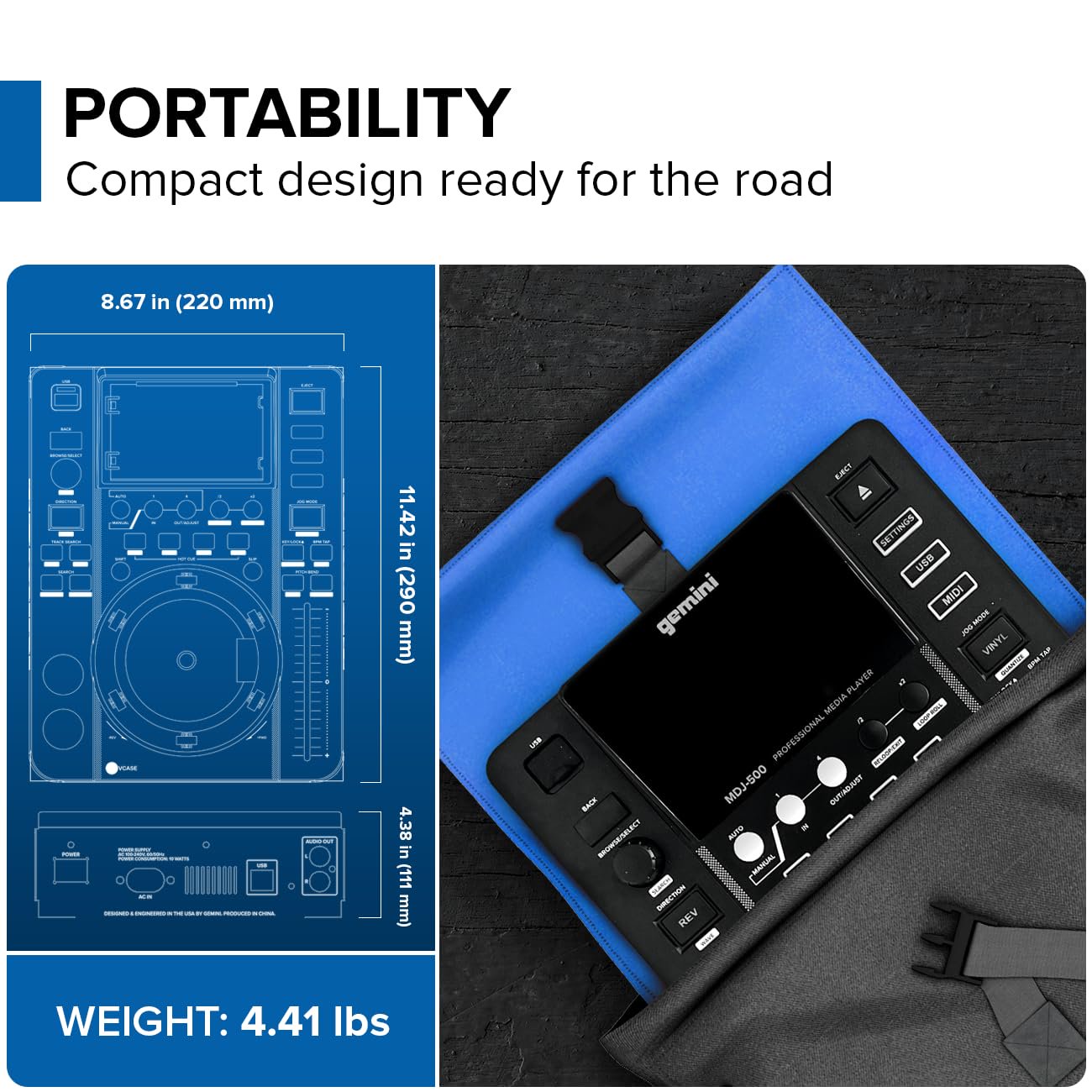 Gemini Sound MDJ-500 - Professional DJ Media Player, Compact Design with Full-Featured Performance, Compatible with Virtual DJ, Perfect for Beginners